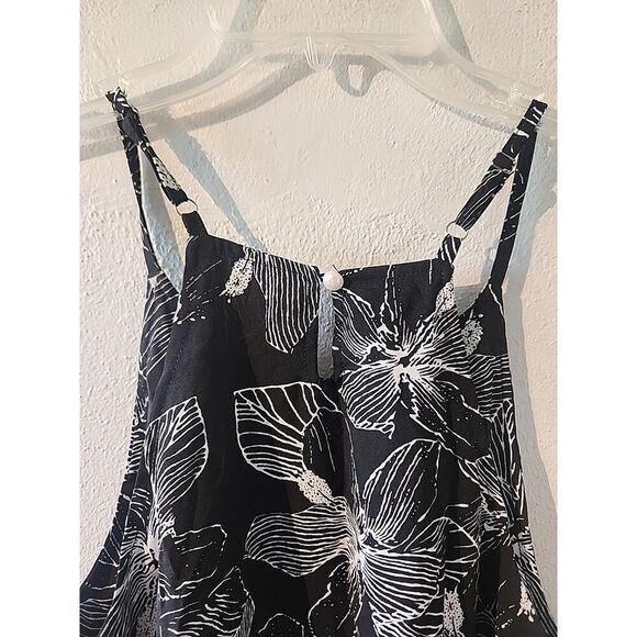 Xchqrti Womens Black and White Floral Short Sleeveless Dress Size XXL Short - Picture 5 of 5